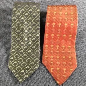 Tommy Bahama ties 100% silk green and orange